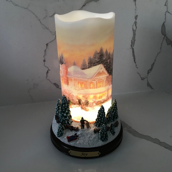 Bradford Exchange Thomas Kinkade Flameless Snowflake Projector Lights ‘Joy’ - Picture 6 of 9